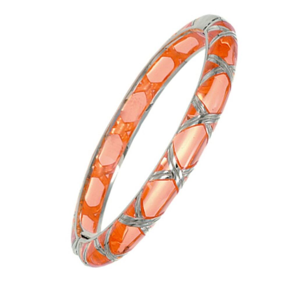 Angelique de Paris Boho Peach Bamboo Sterling Silver Thin Bangle Bracelet
